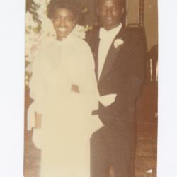 Portrait of debutante Kim Briscoe Moody and her escort