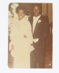 Portrait of debutante Kim Briscoe Moody and her escort