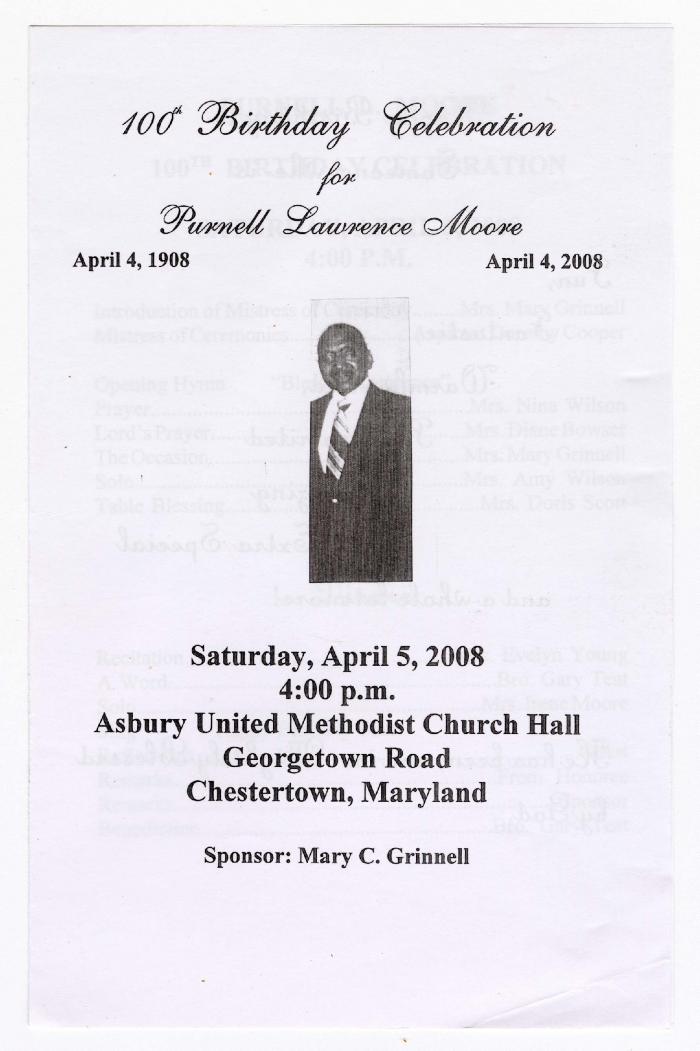 Purnell Lawrence Moore birthday program