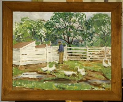 Painting the fence by Emma Hess Ingersoll (1878-1941)