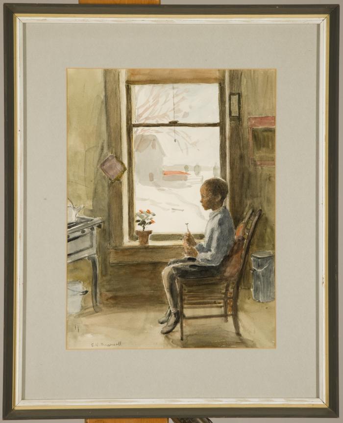 Archie Clayton's son in kitchen by Emma Hess Ingersoll (1878-1941)