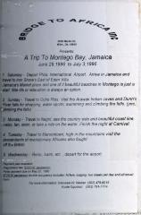 Schedule for a trip to Montego Bay, Jamaica