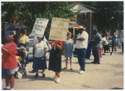Marchers with signs