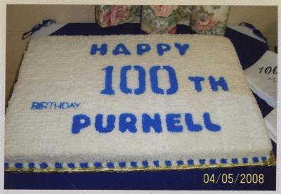 Purnell's 100th birthday cake