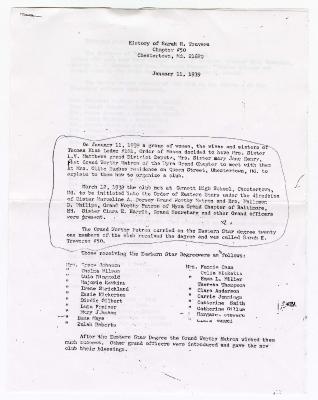 History of Sarah E. Travers Chapter #50