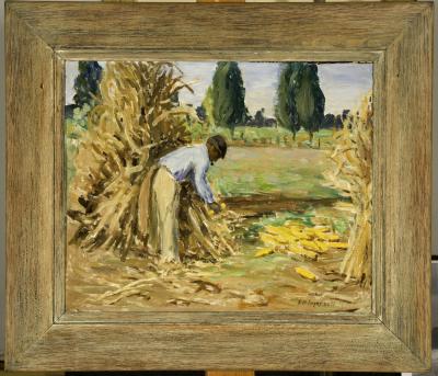 Archie Clayton corn shucking by Emma Hess Ingersoll (1878-1941)