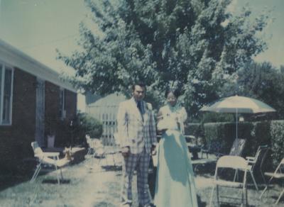Juan Gonzales and Jackie Lively in her parent's yard in Chestertown