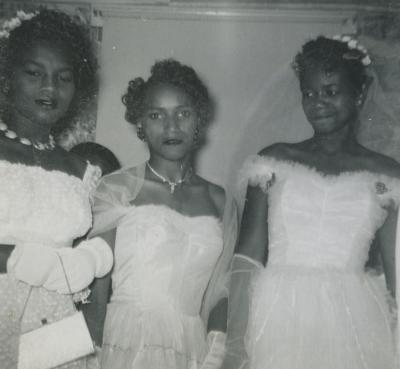 Shirley Cann Hamilton and members of her wedding party Florence Freeman Briscoe and Blondine Cann