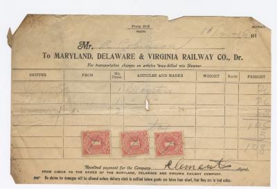 Abraham Robinson shipping bill, circa 1915 November 
