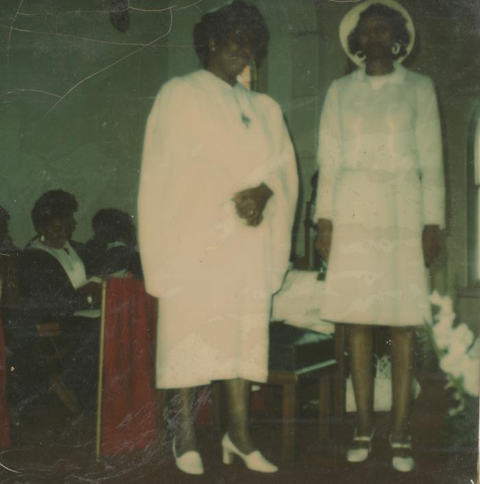 Elnora Badham and a woman in church
