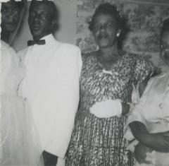 Shirley C. Hamilton and Melvin J. Hamilton on their wedding day with their mothers