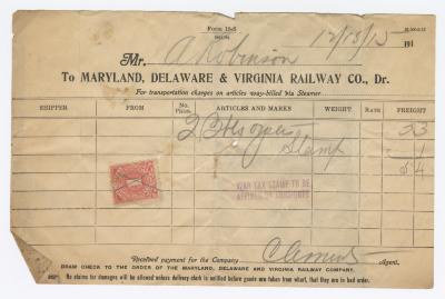 Abraham Robinson shipping bill, 1915 December 18