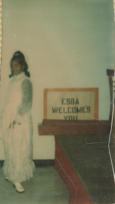 A woman in a white dress