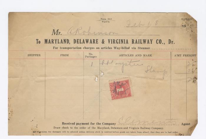 Abraham Robinson shipping bill, 1915 February 8