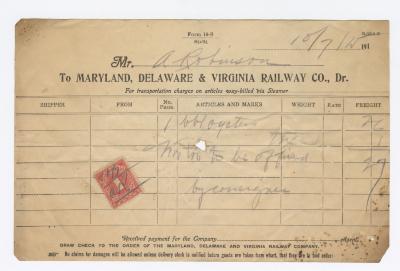 Abraham Robinson shipping bill, 1915 October 7 
