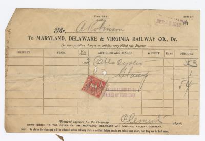 Abraham Robinson shipping bill, 1915 September 28
