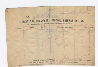 Abraham Robinson shipping bill, 1914 November 26