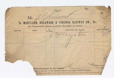 Abraham Robinson shipping bill, 1914 October 20