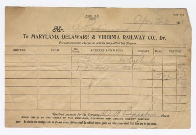 Abraham Robinson shipping bill, 1918 April 23