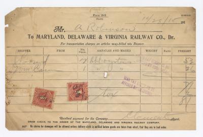 Abraham Robinson shipping bill, 1915 October 28