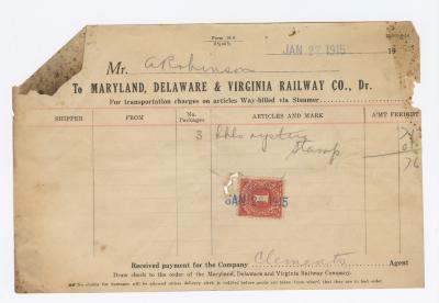 Abraham Robinson shipping bill, 1915 January 27