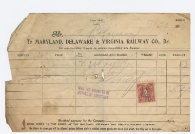 Abraham Robinson shipping bill, 1915 September 30
