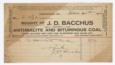 Bacchus Coal statement, 1914 December 30