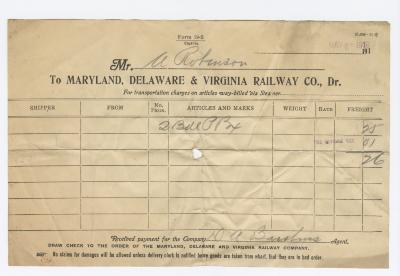 Abraham Robinson shipping bill, 1918 May 2