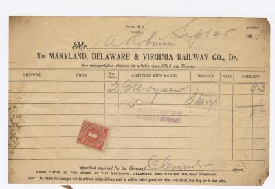 Abraham Robinson shipping bill, 1915 September 25