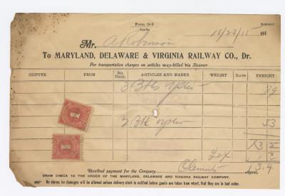 Abraham Robinson shipping bill, 1915 October 23