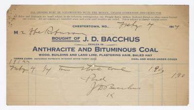 Bacchus Coal statement, 1914 January 4