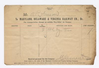 Abraham Robinson shipping bill, 1914 November 12