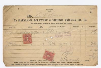 Abraham Robinson shipping bill, 1915 October 4
