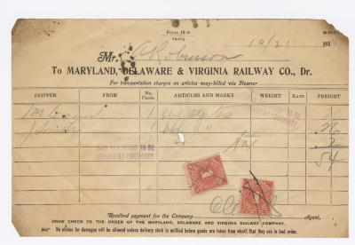 Abraham Robinson shipping bill, 1915 October 21