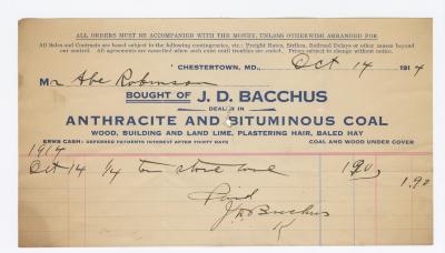 Bacchus Coal statement, 1914 October 14