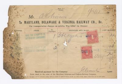 Abraham Robinson shipping bill, 1915 January 16