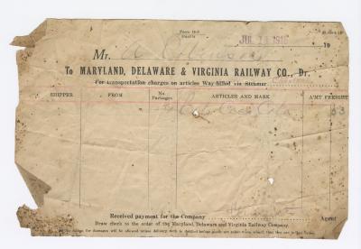 Abraham Robinson shipping bill, 1915 July 14