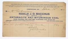 Bacchus Coal statement, 1914 December 15