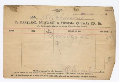 Abraham Robinson shipping bill, 1914 November 5