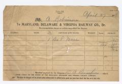 Abraham Robinson shipping bill, 1918 April 27