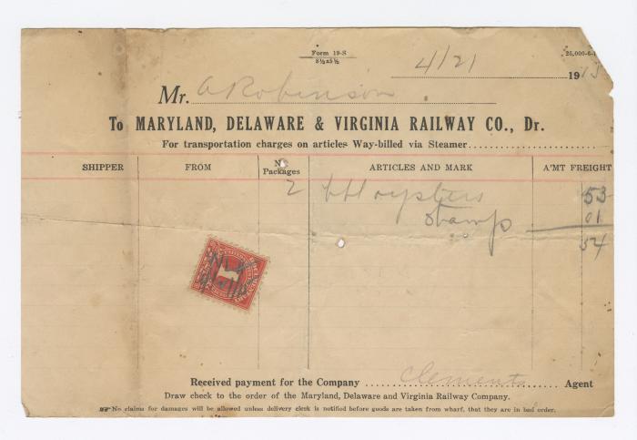 Abraham Robinson shipping bill, 1915 April 21