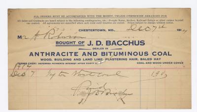 Bacchus Coal statement, 1914 December 7