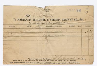 Abraham Robinson shipping bill, 1916 April 13