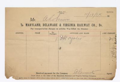 Abraham Robinson shipping bill, 1914 November 19