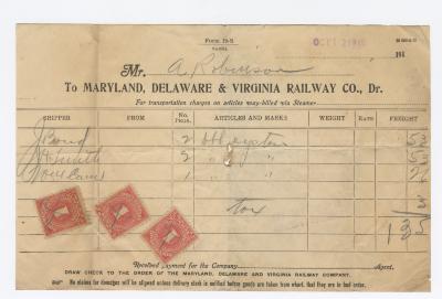 Abraham Robinson shipping bill, 1915 October 12