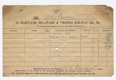 Abraham Robinson shipping bill, 1913 May 16