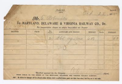 Abraham Robinson shipping bill, 1915 October 28