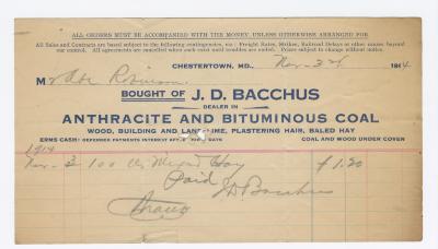 Bacchus Coal statement, 1914 November 3