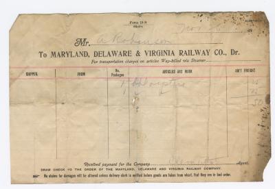 Abraham Robinson shipping bill, 1914 November 26