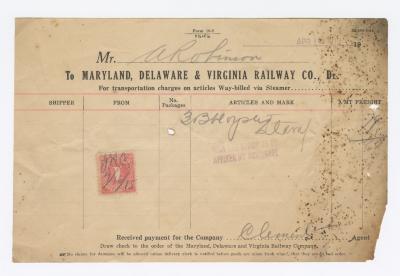 Abraham Robinson shipping bill, 1915 April 19